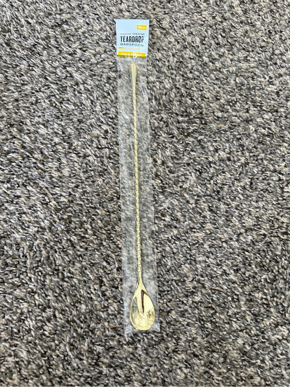 Teardrop Gold Bar Spoon with Twisted Handle
